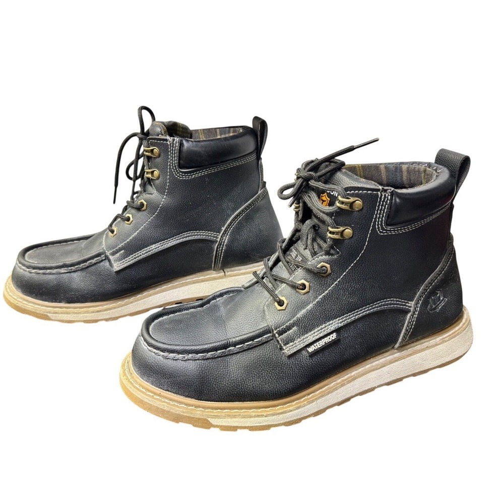 Kelodon 923 Mens Steel Toe Work Boots Black Waterproof Oil Slip Resistant Sze 10